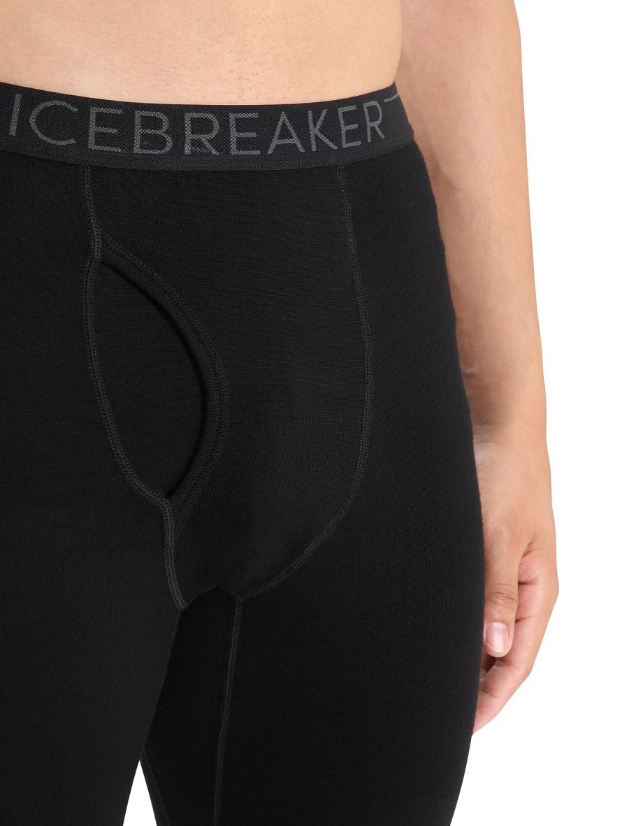 Black Icebreaker Merino 260 Tech Thermal With Fly Men's Leggings | AU 1135NWYB